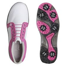 FJ AWD Spikes  - Hvit og rosa DAMESKO i gruppen Golfhandelen / Klær og sko / Golfklær dame hos Golfhandelen Ltd (AWD Spikes rosa)